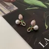 Stud -oorbellen Frans licht luxe roze tulpen bloem parel voor vrouwen Koreaans zirkoon voortreffelijk retro oorrang feestje sieraden cadeau