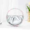 Shoulder Bags Colour Pearls Circular Fold Handbags Women 2023 New Elegant Designer Half Moon Round Handle Dinner Clutch Purse Wedding Party 230426