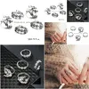 Bande Anneaux 5 Pcs Ensemble Bohème Vintage Blanc Gem Lune Étoiles Géométrique Cristal Anneau Femmes Charme Joint Partie Bijoux Cadeau Dhgarden Dhriv