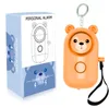 130DB ABS Bear Alarm Keychains Personal LED Flashlight Self Defense Keyrings Safety Security Alert Device Key Chain for Women Men Kids Elderly