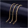 Charm Bracelets New Gold Plated Keel Chain Bracelet Fashion Jewelry For Women And Men Birthday Party Gift 4/5/6Mm Drop Delive Dhswl