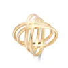 Обручальные кольца FYSARA из нержавеющей стали с крестом, двухслойные для женщин, ювелирные изделия, подарок, выдалбленное X стерео кольцо вокруг