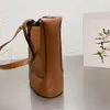 Ladies Durable Drawstring Large Capacity Bucket Brown Leather Designer Fashion Bags Top Handle Handbag Artwork Shopping Purses 30CM