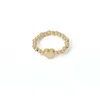 Band Rings Handmade Gold Color Bead Rings For Women Geometric Heart Elastic Ring Simple Finger Jewelry Anelli Femme