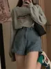 여자 반바지 houzhou celana pendek denim 패션 한국 청바지 Wanita Pinggan tinggi biru dasar musim panas gaya harajuku streetwear kaki lebar kpop 230515