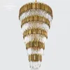 Modern Crystal Chandeliers Luxury Large LED Gold Round Hängande lampor Lyster för vardagsrum Matsrum Trapphängen