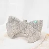 Omuz Çantaları Kadın Lüks Bow Crystal Akşam Debriyaj Bag Tasarımcı Düğün Butik Yenilik Kawaii Rhinestone Metal Cüzdanlar Yüksek Kalite 230426