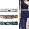 Bälten Kvinnor klänningar Elastic Belt Fashion Sparkly Stretch Midjeband Travel Party Decoration Accessories Drop