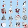 925 accessori dei branelli di fascino misura i monili di fascini della pandora Natale all'ingrosso del regalo dei calzini dell'albero del cappello del Babbo Natale