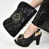 Dress Shoes Ladies High Heel Black 10.5CM Italian With Matching Bags African And Set For 9310-2