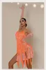 Stage Wear Fringe Salsa Cha Latin Dress Orange Black Yd14