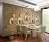 Sfondi CJSIR Carta da parati personalizzata 3d Murale Rilievo stereo Buddha dorato Sfondo Pittura murale Papel De Parede Decori di carta