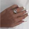 وسادة قطع 4CT مختبر الماس CZ الحلقة 925 الجنيه الفضي الفضة الوعد خواتم الزفاف للنساء مجوهرات الزفاف