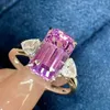 Кластерные кольца lr kunzite 5.15ct мелкие украшения твердые ювелирные изделия Solid 18k Gold Nature Clean 18ct Gemstones Diamonds Женщины для женщин кольцо