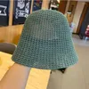 Berets 7 Colors Spring Summer Knitted Linen Bucket Hat Women Solid Dome Breathable Fishing Fashion Street Ins Sun Caps 54-60cm 2023
