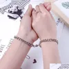 Urok bransoletki dla kobiet mężczyzn moda para mankiet biżuteria vintage sier color łańcucha serce magnes Korea 2022
