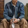 Men's Jackets Men's Denim Jacket Washed Distressed Cotton Loose Retro Coat Outdoor Chic Streetwear