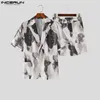 Mens tracksuits Modesets Tie Dye Streetwear Rapel Rapel Korte mouw Blazes Shorts Twee stukken Zomer Casual pakken S5XL Incerun 230512