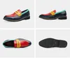 Fashion Blue Yellow Men's Leather Loafers Storlek 38-48 Pointed Shoes Casual Men Low-Heel Designer Shoes Men Zapatos Cuero Hombre