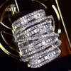 With Side Stones YaYI Jewelry Fashion Complex Design Princess Cut 260pcs AAAAA White Zircon Silver Color Engagement Wedding Party Gift Rings 230512
