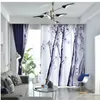 Curtain 3d Curtains Blue And White Snow Tree Modern Minimalist Small Fresh Custom Balcony Study Windshield Blackout