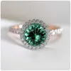 Bandringen Nieuwe mode luxe solitaire groen zirkon vrouwen trouwringtoon elegante dame avondfeestje ring sieraden