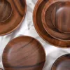 Plates Acacia Wooden Trays Round Shape Serving Bread For Fruit Salad Platter Vegetable Dish Picnic Or Bed Tray Kitchen Tool