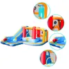 Inflatable Slide Water Park with Pool Bounce House Sports Playhouse for Children Backyard Outdoor Play Fun in Garden w/ Basketball Hoop Toys Small Gifts Party