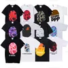 Designer Mens bape T-shirt Magliette Camouflage Stampa Vestiti ape TShirt Graphic Summer Tees Cherry Blossom Path Limited Edition Cotton Colorful Starry Night shark