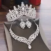 Bruids bruiloft kroon hoofddeksels driedelige set van blauwe super onsterfelijke schoonheid trouwjurk sfeervolle kroon transparant kristal strass volwassen geschenk kroon