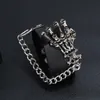 Cadeias de esqueleto de crânio picos de rebite manguito largo puk rock gótico punk rock unissex pulseira de joias de jóias pulseira de couro