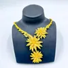 Conjunto de pendientes de collar, colgante de flor nigeriana, pulsera de cristal creativa de viaje largo, anillo de boda nupcial a la moda