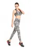 Actieve broek zwart -witte streepprint yoga -oefening ademend zweet absorberend push -up vrouwen sexy gym leggings ys057