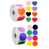 Emballage cadeau 500 pièces coloré rond en forme de coeur étiquette autocollants scellage adhésif pour cartes de Code couleur papeterie