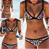 Costumi da bagno da donna Donne sexy Stampato a vita bassa Reggiseno imbottito push-up Fasciatura Bikini Costume da bagno Triangolo Costume da bagno Costumi da bagno Biquini