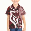 メンズカジュアルシャツポリネシアン部族サモアトーテムタトゥーサモアプリントボーイズハワイアンシャツ幼児用服のトップス