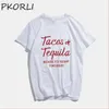Erkek Tişörtleri Tacos ve Tequila Çünkü Salı Bir Yerde Gömlek Kadın Taco T-Shirt Yaz Kısa Kollu Tee Femme Giysileri