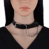 Zwart leer puntige choker punk kraag vrouwen mannen kettingen chockled chunky ketting goth sieraden metaal gotische emo -accessoires