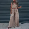 Women's Two Piece Pants Summer Women Sexy Two Piece Set Strapless Chest TopWide Leg Trousers Set Lady Casual Beach Holaiday Outfits MA70 230515