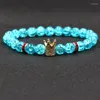 Strand Blue Crystal Explosive Round Bead Hand String Classic Micro Inset Crown Accessories Fashion Elastic Bracelet For Women Men