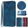 Custodie in pelle a portafoglio uniche per Iphone 15 14 Plus 13 Pro Max 12 11 X XR XS 8 7 6 Linee Fashion Business Sensazione della pelle Sensazione della mano Slot per scheda Flip Cover Cavalletto Custodia Strap