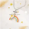 Pendant Necklaces Fashion Daisy Rainbow Necklace Enamel Cartoon Kids Good Friends Jewelry Gift Drop Delivery Pendants Dhgarden Dh0D4