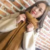 スカーフの女性スカーフ韓国ウール学生長い濃い暖かい編み冬の白い黒