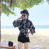 Etnische kleding Bebovizi Black 2023 Zomer Japanse mode Vrouwen Harajuku Cardigan Kimono Blouse Tops Casual Beach Kimonos Robe kleding