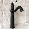 Kitchen Faucets Black Oil Rubbed Bronze Swivel Spout Sink Faucet Mixer Wash Basin Taps Single Hole Deck Mounted Wnf366