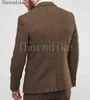 Men's Suits & Blazers Thorndike 2023 Arrival Tailored Groom Suit Gery Herringbone Men England Modern Blazer Tuxedos 3 Pcs Tweed Costume Homm