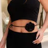 Bälten Puloru Vintage Velvet 3D Flower Choker Halsband midje kedja smycken gåvor för kvinnor 2023 chic midjeband