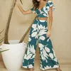 Pantaloni da donna a due pezzi Set da due pezzi da donna Sexy con scollo a V Ruffles Sleeve Crop Top Pantaloni a vita alta a gamba larga Suit Summer Street Vacation Outfits 230515