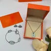 Brand luxury letters designer charm bracelets for women sea blue stone star shining sliver link chain bracelet bangle necklaces earrings jewelry