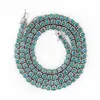 Vente de bijoux en argent 925 collier personnalisé largeur 3mm chaîne de Tennis Moissanite bleu coloré